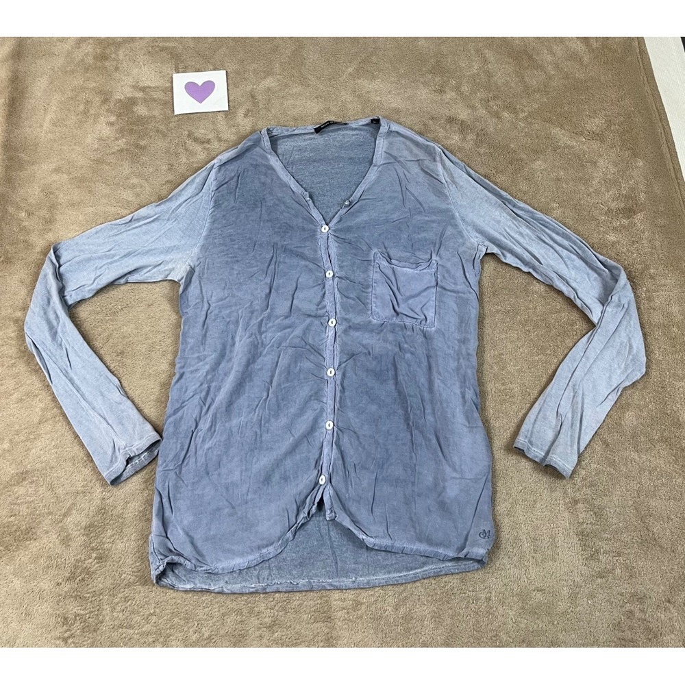 Marc O' Polo Blouse Women's Size XS Blue Long Sleeves Button Up Henley